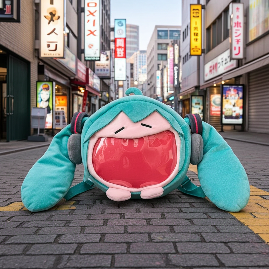 Sac Hatsune Miku – Modèle figurine en peluche « Q » (chibi) kawaii – Sac à bandoulière