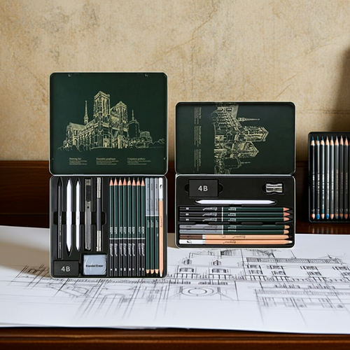 Ensemble de crayons de dessin (10, 12 ou 19 pièces) – Crayons à esquisse, graphite et fusain