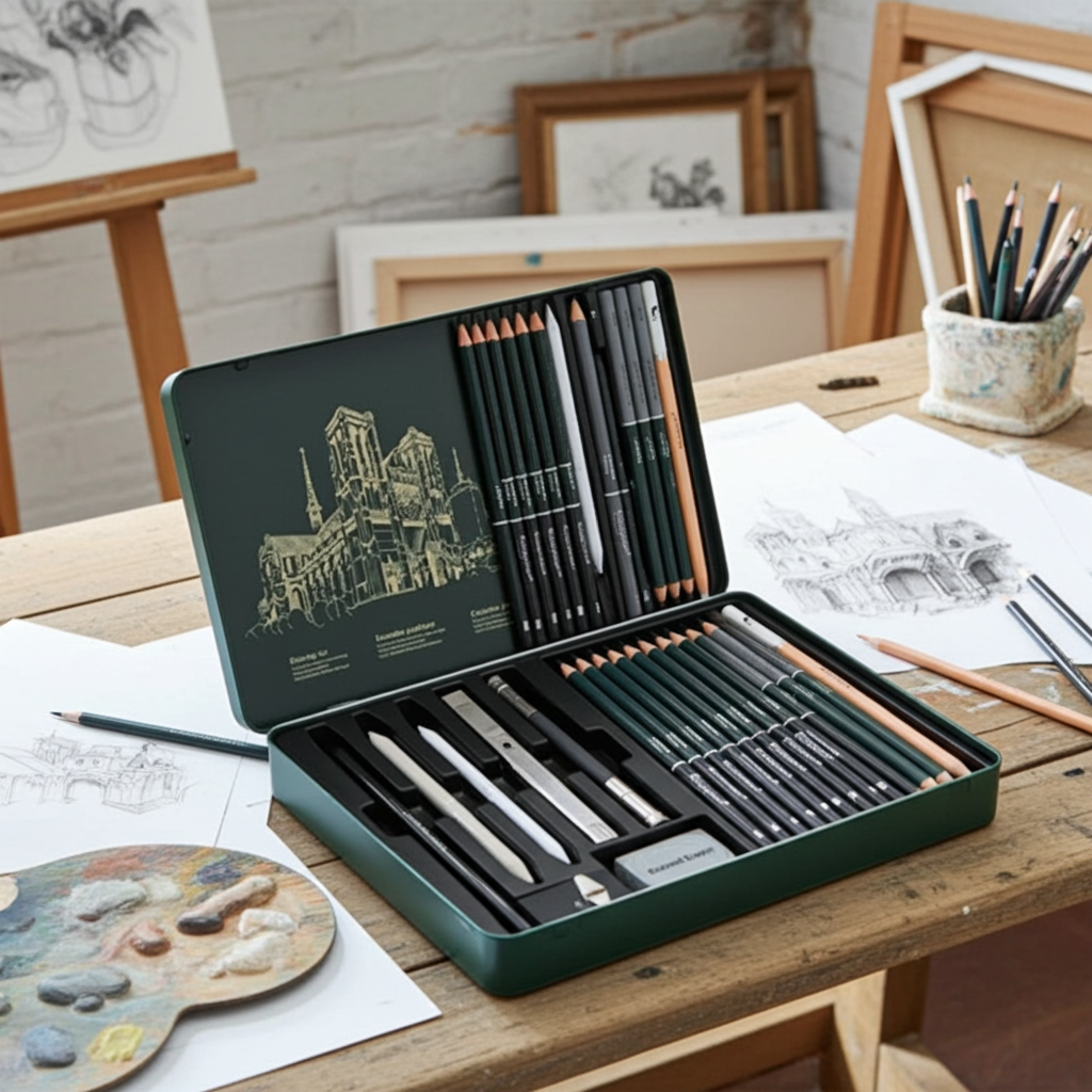 Ensemble de crayons de dessin (10, 12 ou 19 pièces) – Crayons à esquisse, graphite et fusain
