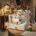 Porte-stylos et crayons en bois, organisateur de bureau avec étagères, accessoires de rangement pour bureau, bibliothèque et bureau à domicile