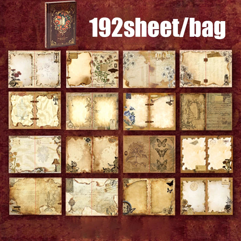 Mr. Paper – Lot de 192 feuilles de papeterie rétro style vintage, avec détails dorés.