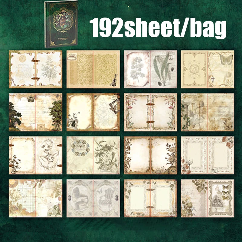 Mr. Paper – Lot de 192 feuilles de papeterie rétro style vintage, avec détails dorés.