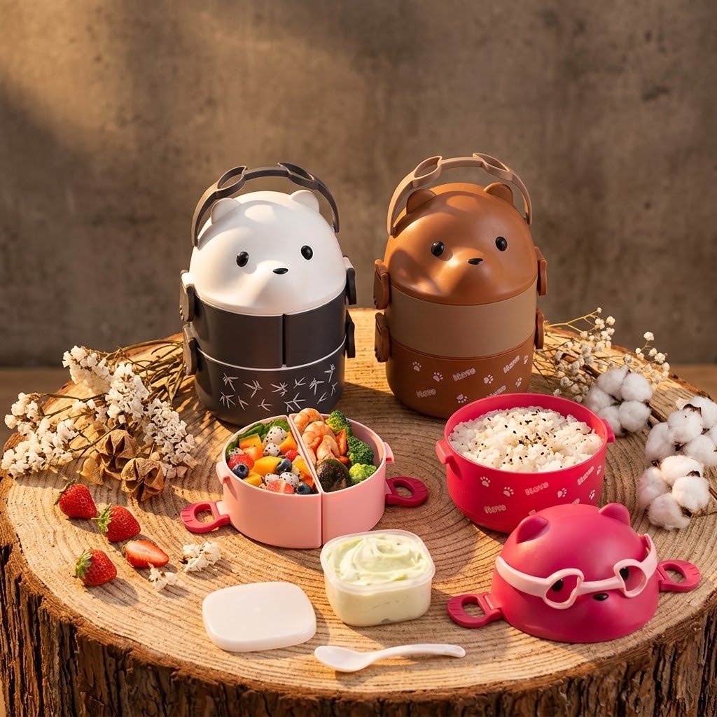 Boîte à Bento Enfants Isotherme et Empilable – Mignonne et Pratique pour les Repas