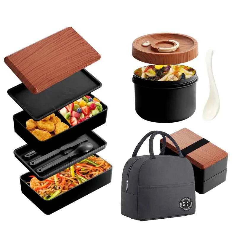 Boîte à lunch compartimentée Untior, style Bento japonais, double compartiment, passe au micro-ondes, pour pique-nique, portable, pour enfants et travailleurs de bureau