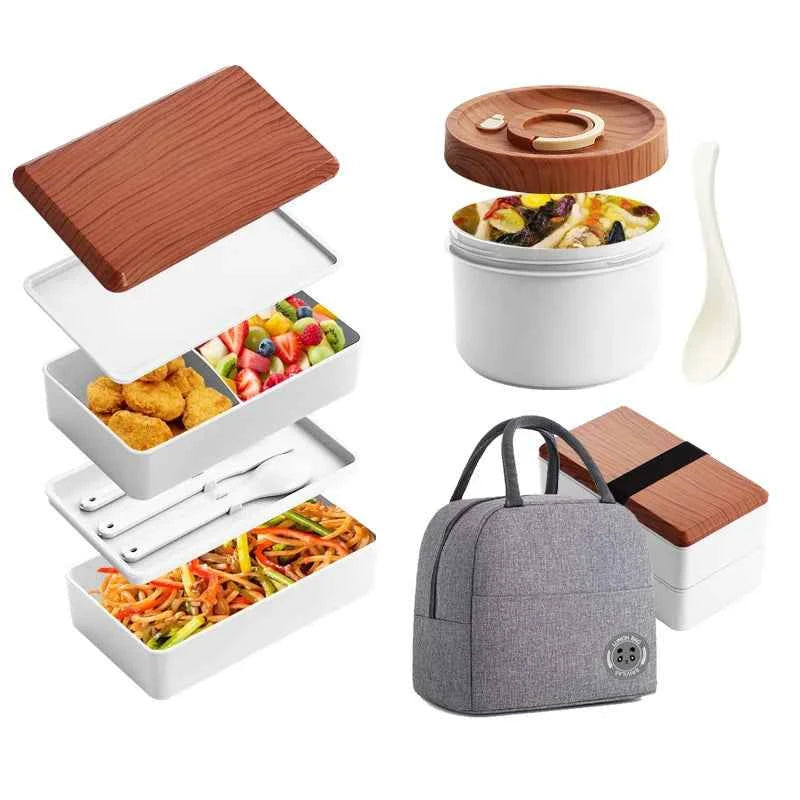 Boîte à lunch compartimentée Untior, style Bento japonais, double compartiment, passe au micro-ondes, pour pique-nique, portable, pour enfants et travailleurs de bureau
