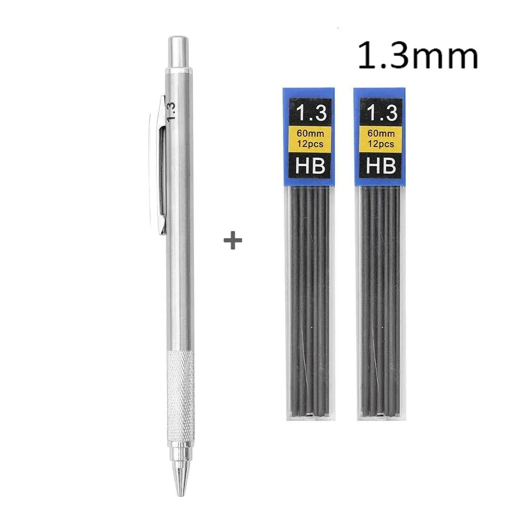 Ensemble de porte-mines métalliques (0,3 mm, 0,5 mm, 0,7 mm, 0,9 mm, 1,3 mm, 2,0 mm) – Mine HB