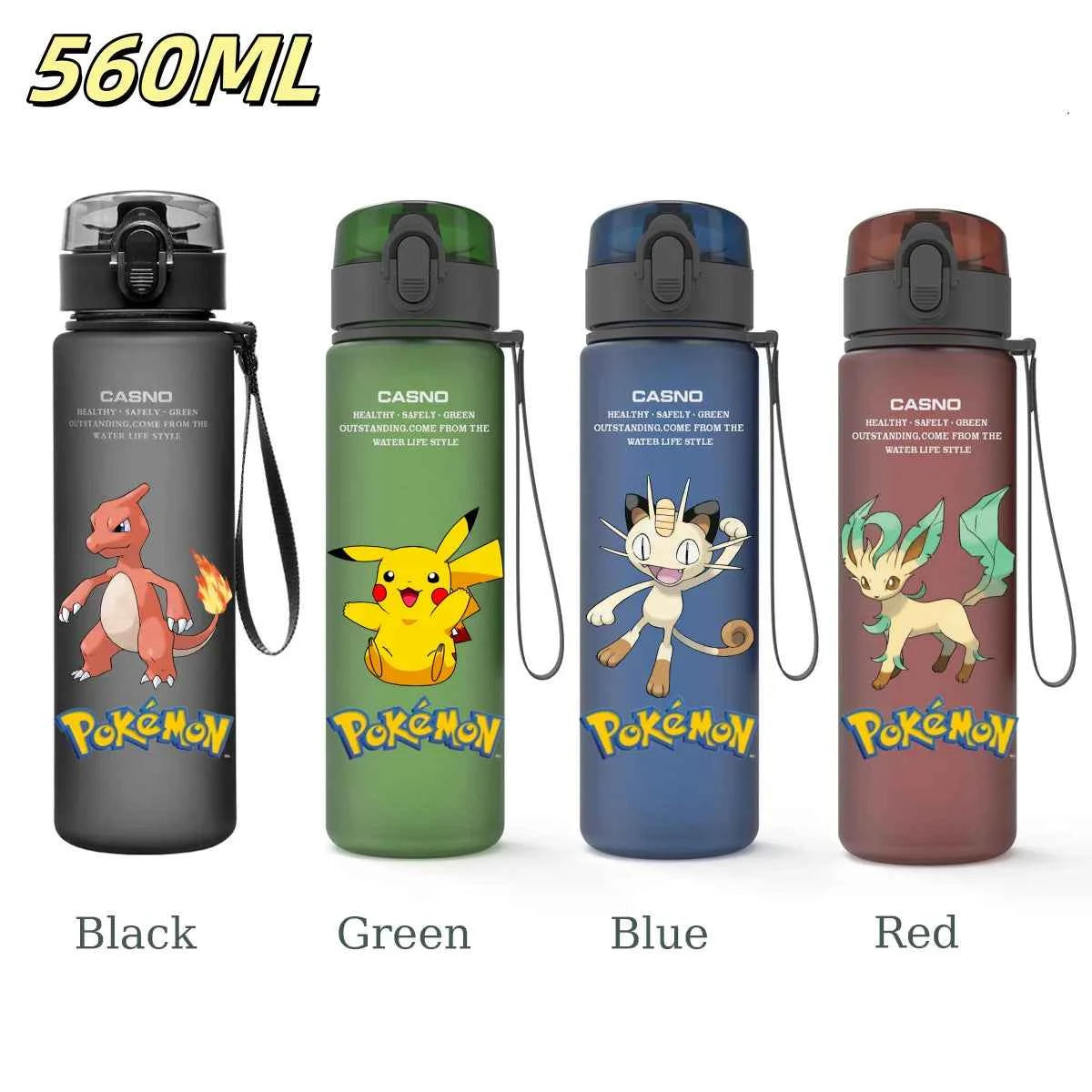 Bouteille d'eau 560 ML Anime Pokémon Pikachu Dracaufeu Miaouss, gourde en plastique portable