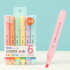 Lot de 6 surligneurs aux couleurs pastel (style macaron)