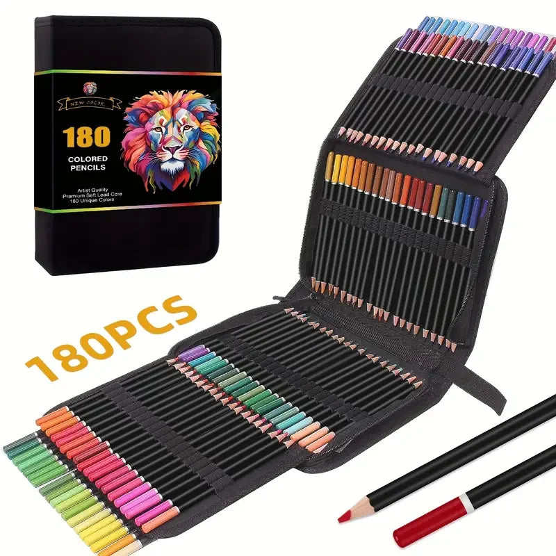 Coffret de 180 crayons de couleur  – Crayons à base d'huile non toxiques pour le dessin d'art, l'esquisse et le coloriage