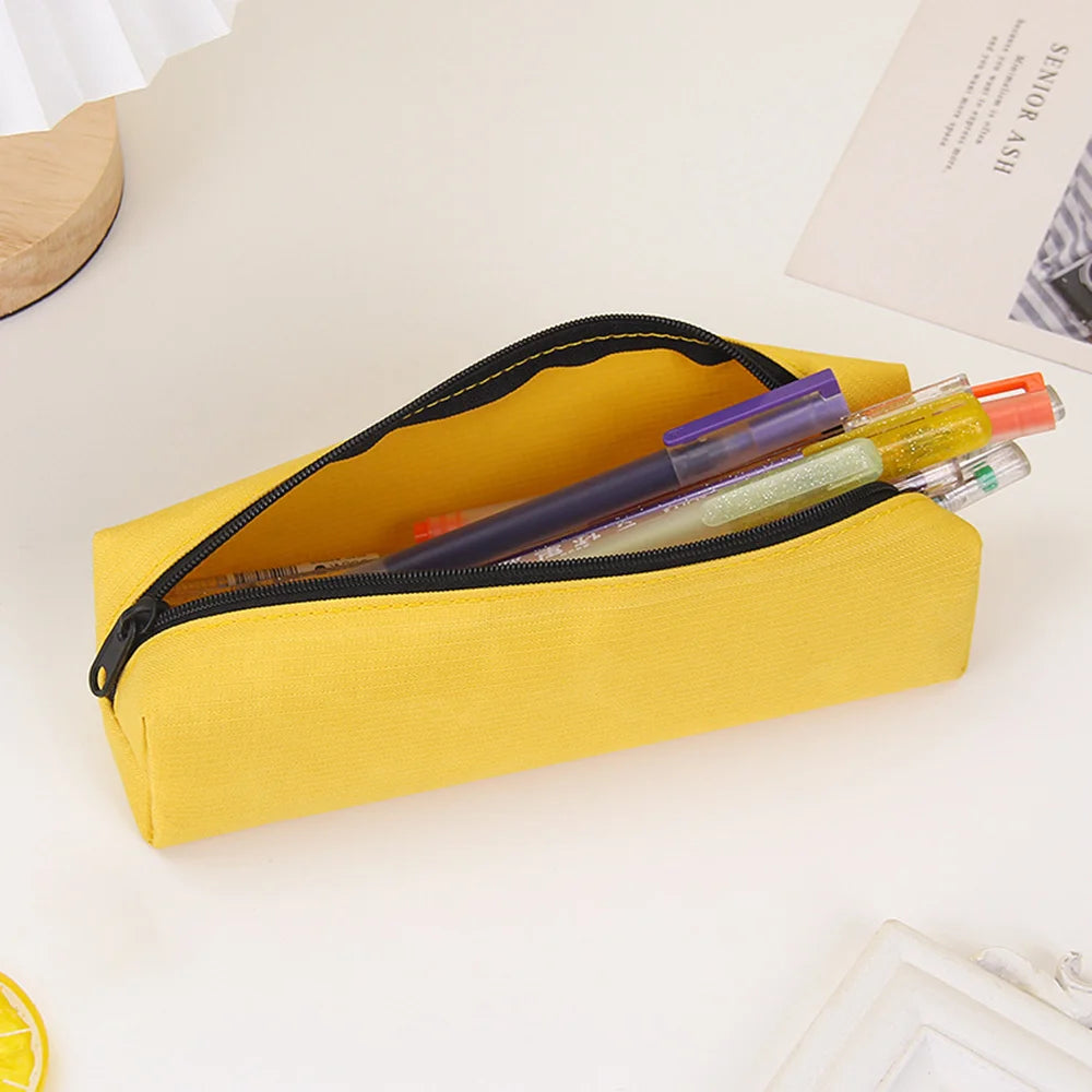 Trousse à crayons unie – Nouvelle fourniture scolaire – Grande trousse zippée