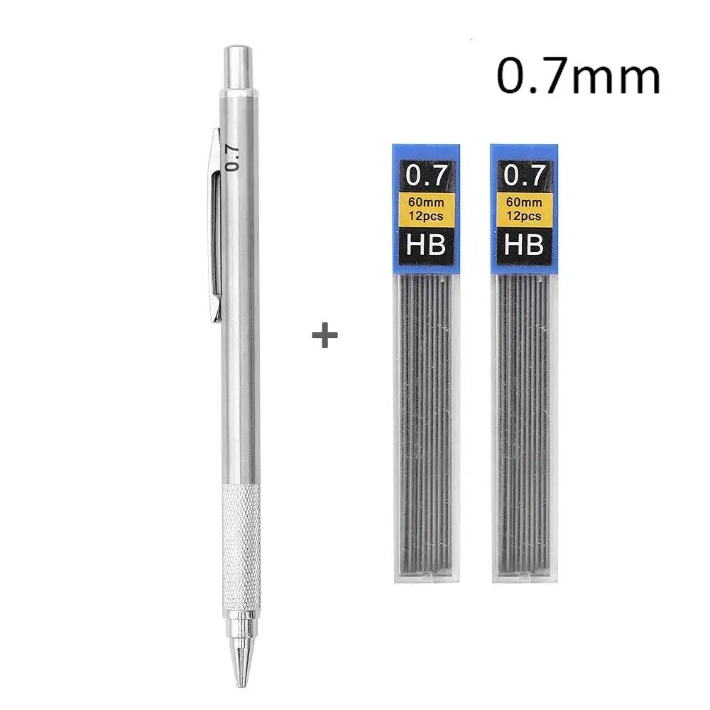 Ensemble de porte-mines métalliques (0,3 mm, 0,5 mm, 0,7 mm, 0,9 mm, 1,3 mm, 2,0 mm) – Mine HB