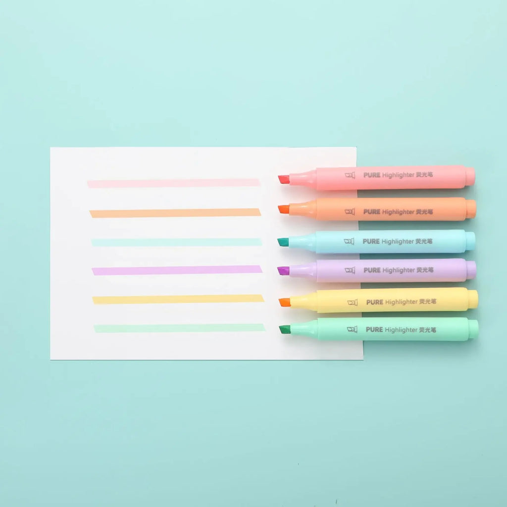 Lot de 6 surligneurs aux couleurs pastel (style macaron)