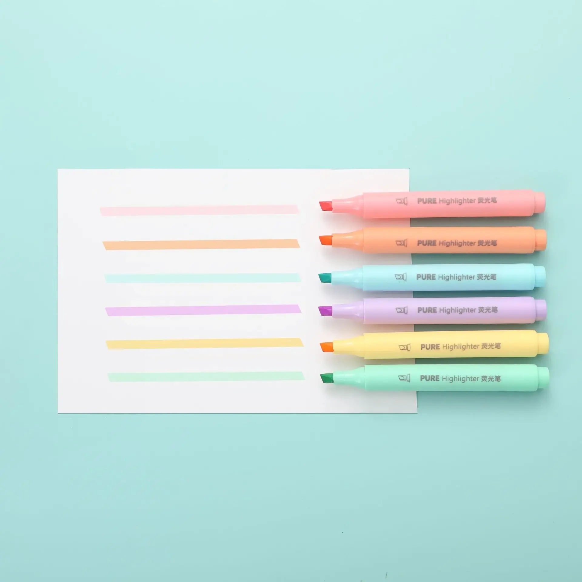 Lot de 6 surligneurs aux couleurs pastel (style macaron)