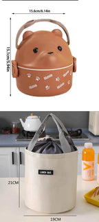 Boîte à bento thermique, empilable, portable, boîte à lunch mignonne pour enfants motif dessin animé, double compartiment