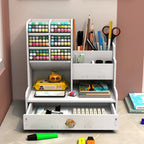 Porte-stylos et crayons en bois, organisateur de bureau avec étagères, accessoires de rangement pour bureau, bibliothèque et bureau à domicile