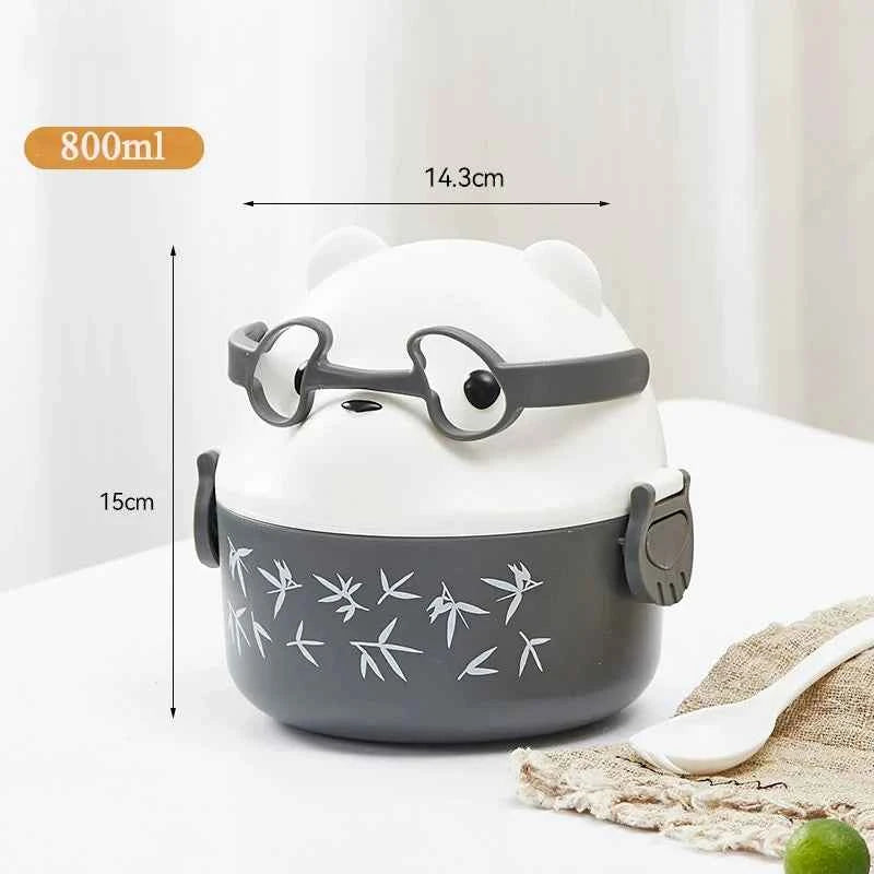 Boîte à bento thermique, empilable, portable, boîte à lunch mignonne pour enfants motif dessin animé, double compartiment