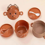Boîte à bento thermique, empilable, portable, boîte à lunch mignonne pour enfants motif dessin animé, double compartiment