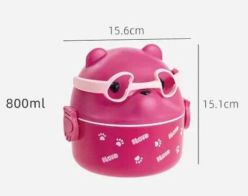 Boîte à bento thermique, empilable, portable, boîte à lunch mignonne pour enfants motif dessin animé, double compartiment