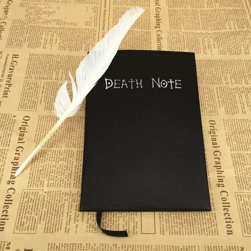 Ensemble carnet d'anime : carnet en cuir, collier et stylo plume