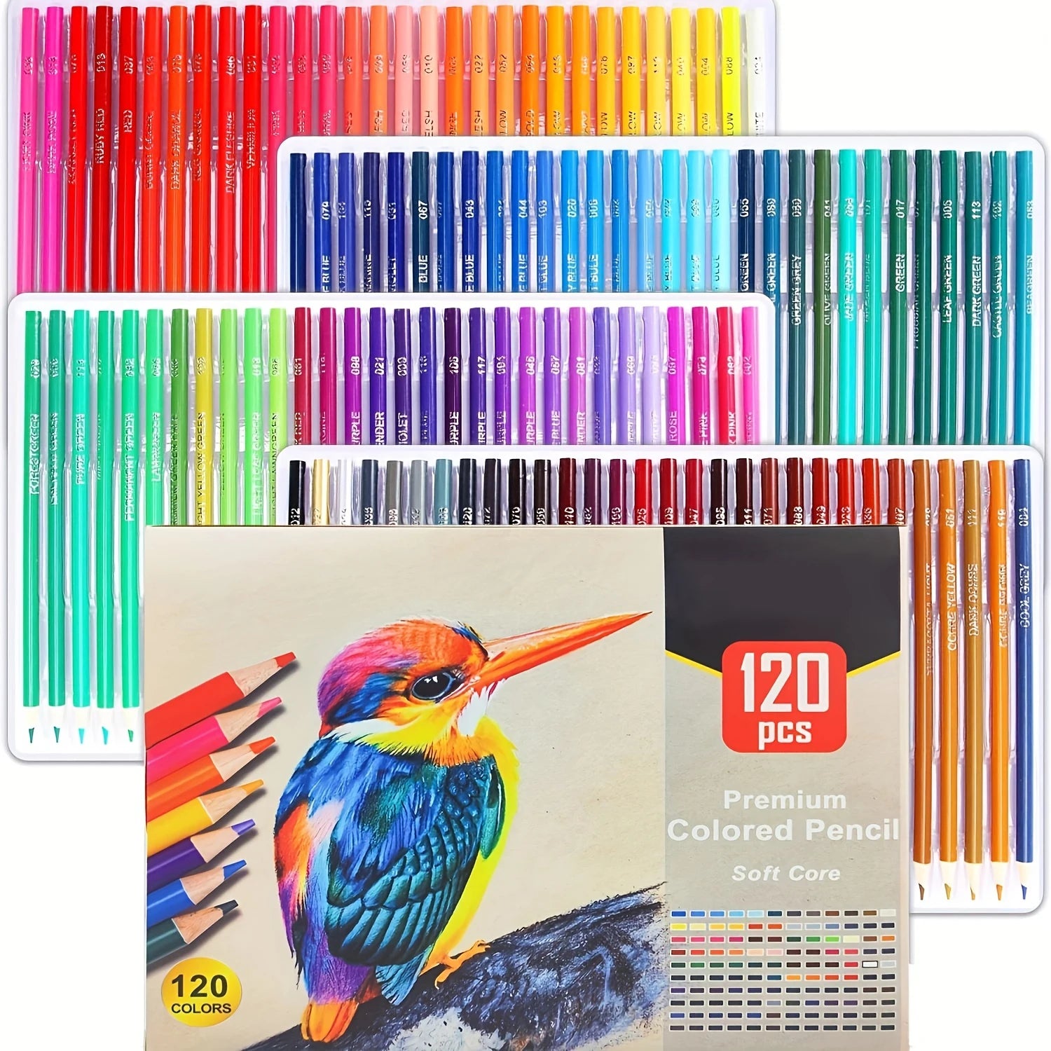Coffret de 180 crayons de couleur  – Crayons à base d'huile non toxiques pour le dessin d'art, l'esquisse et le coloriage