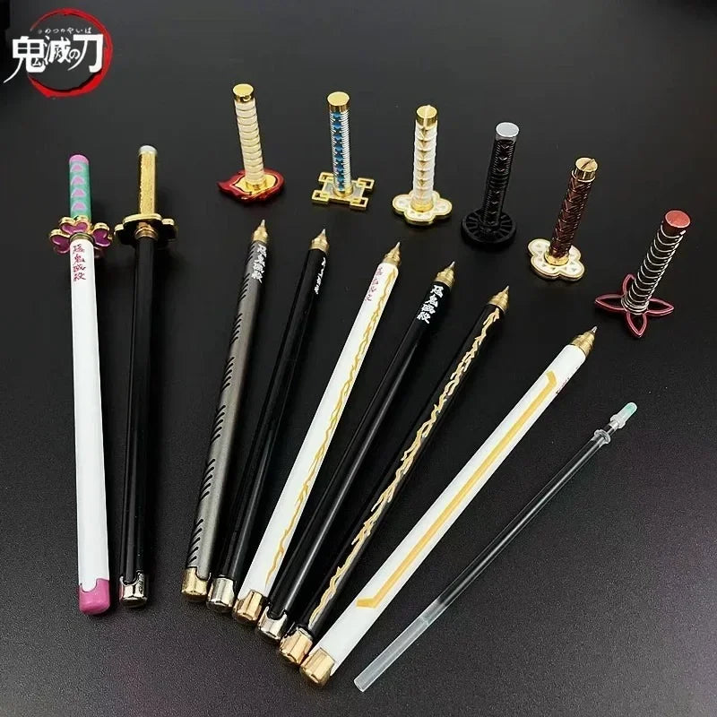 Nouveau stylo gel Demon Slayer (17 modèles) – Pointe 0,5 mm, encre noire - Motif Katana