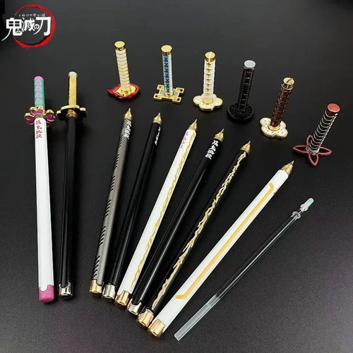 Nouveau stylo gel Demon Slayer (17 modèles) – Pointe 0,5 mm, encre noire - Motif Katana
