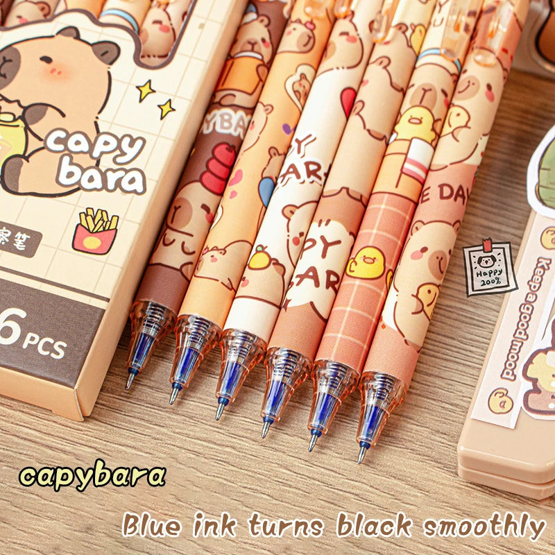 Stylos gel motif capybara – Lot de 6 stylos