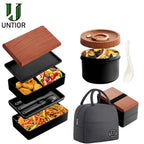 Boîte à lunch compartimentée Untior, style Bento japonais, double compartiment, passe au micro-ondes, pour pique-nique, portable, pour enfants et travailleurs de bureau