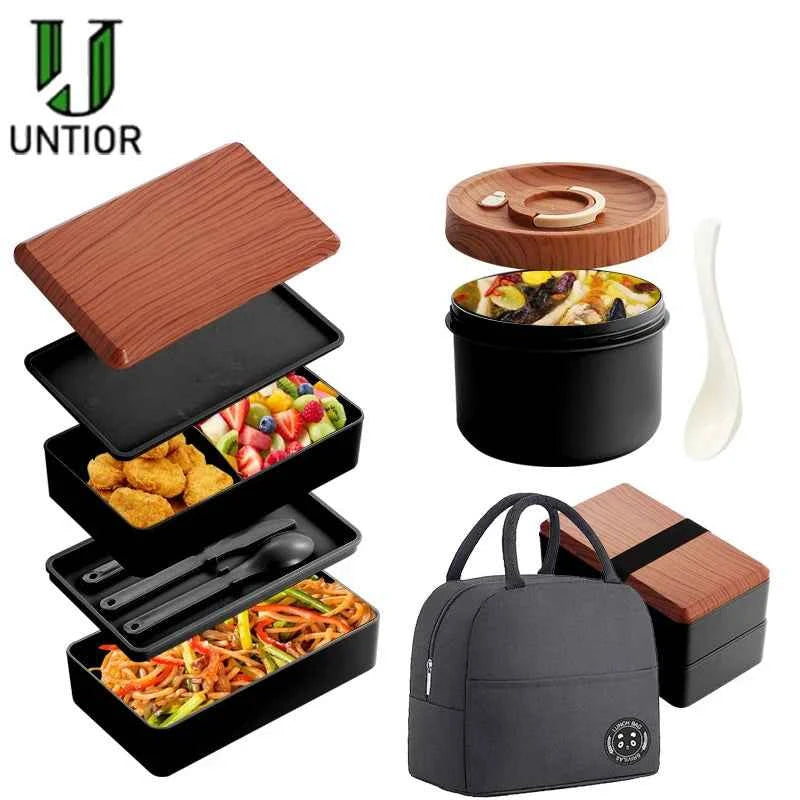 Boîte à lunch compartimentée Untior, style Bento japonais, double compartiment, passe au micro-ondes, pour pique-nique, portable, pour enfants et travailleurs de bureau
