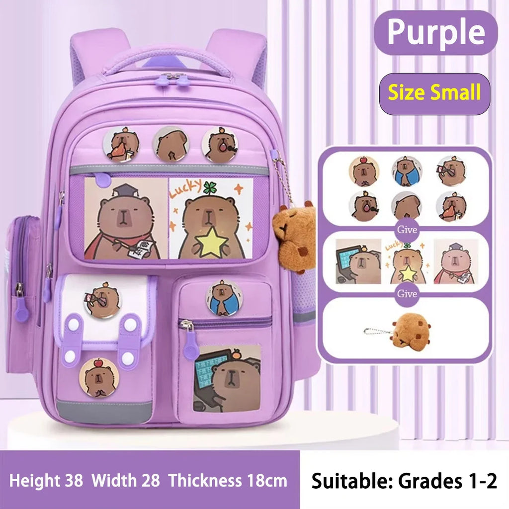 Sac à dos scolaire Capybara imperméable et grande capacité