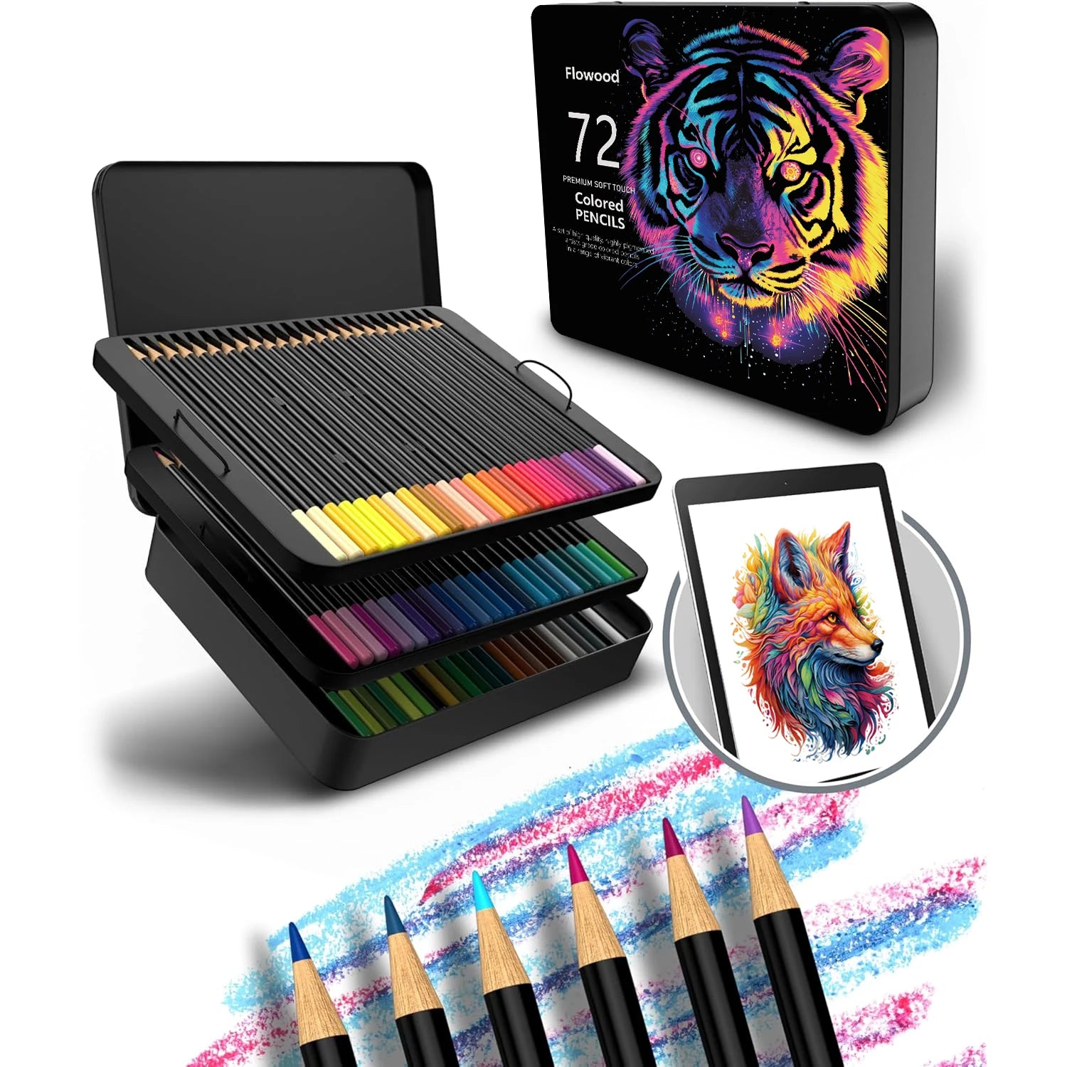 Coffret de 180 crayons de couleur  – Crayons à base d'huile non toxiques pour le dessin d'art, l'esquisse et le coloriage
