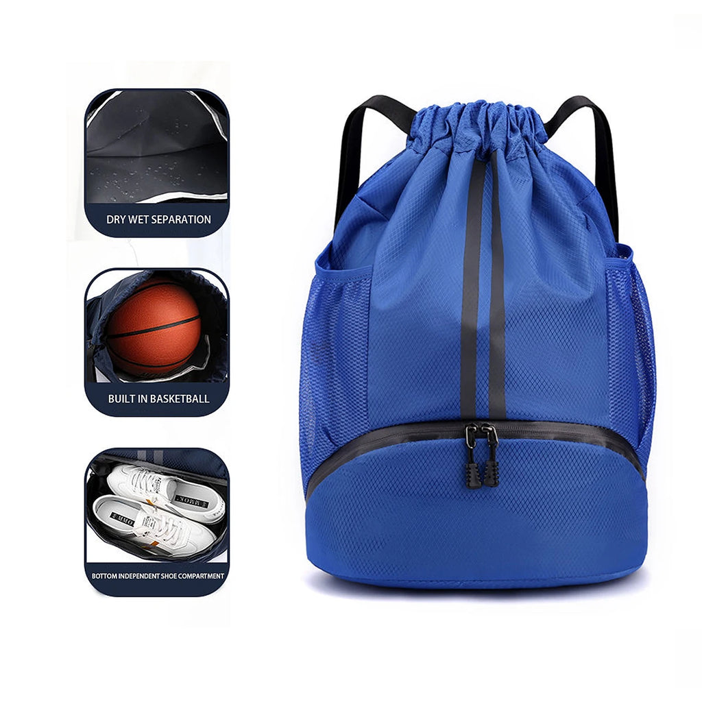 Sac de basketball, sac de natation, sac de rangement femme à séparation sec/humide, sac à dos à cordon pour entraînement