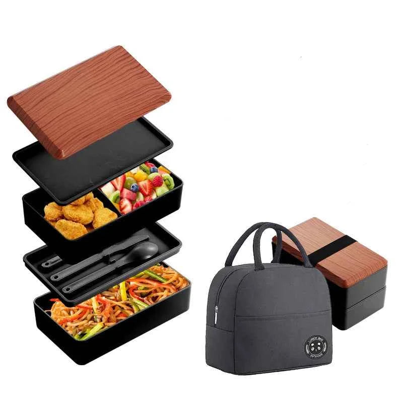 Boîte à lunch compartimentée Untior, style Bento japonais, double compartiment, passe au micro-ondes, pour pique-nique, portable, pour enfants et travailleurs de bureau