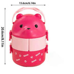 Boîte à bento thermique, empilable, portable, boîte à lunch mignonne pour enfants motif dessin animé, double compartiment