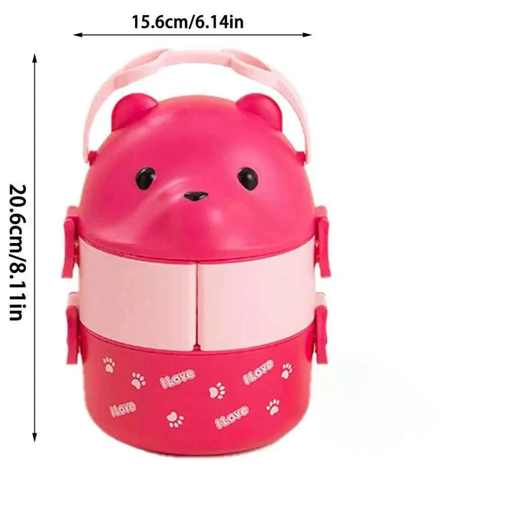 Boîte à bento thermique, empilable, portable, boîte à lunch mignonne pour enfants motif dessin animé, double compartiment