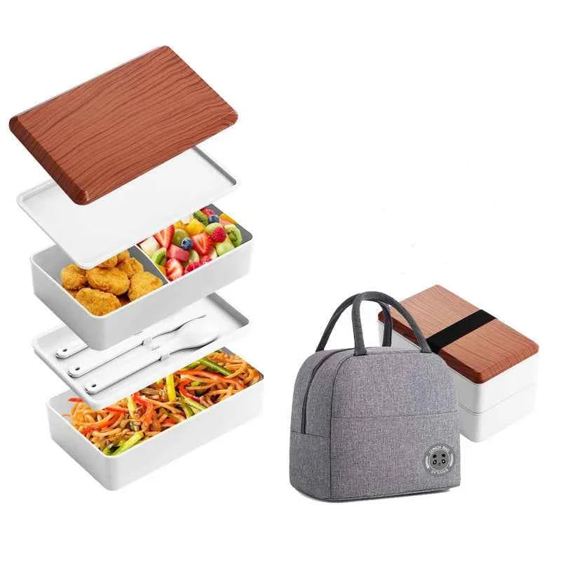 Boîte à lunch compartimentée Untior, style Bento japonais, double compartiment, passe au micro-ondes, pour pique-nique, portable, pour enfants et travailleurs de bureau