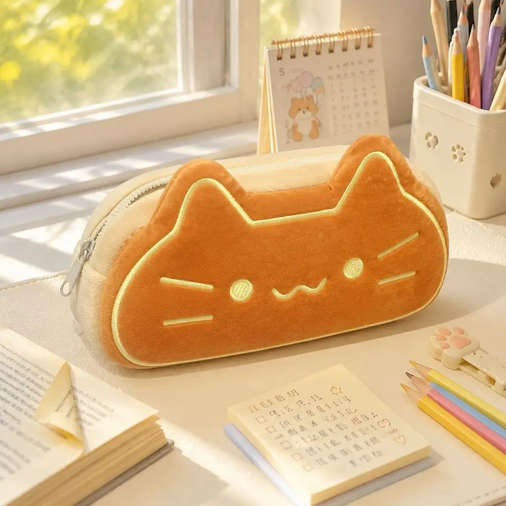Trousse à papeterie kawaii motif chat – pour les amoureux de capybaras