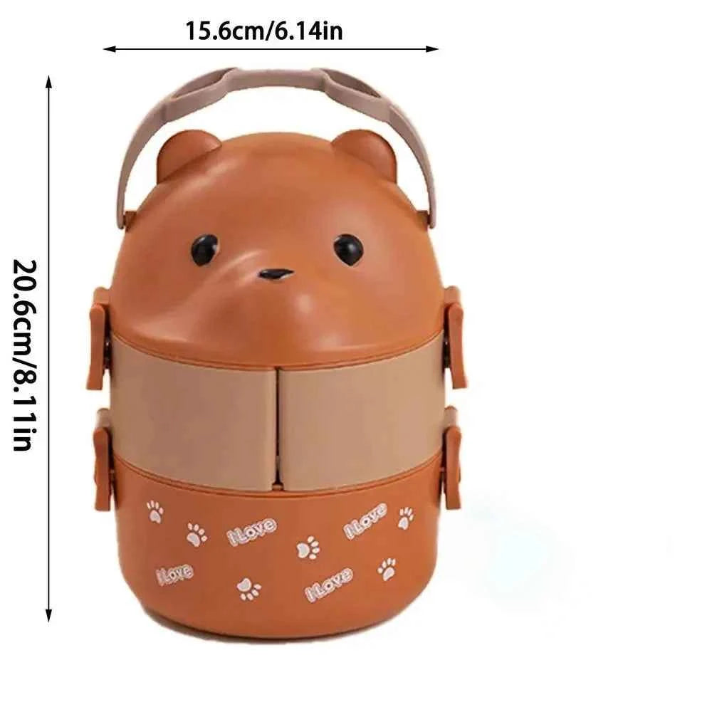 Boîte à bento thermique, empilable, portable, boîte à lunch mignonne pour enfants motif dessin animé, double compartiment
