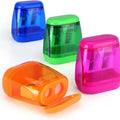 Set di 4 temperamatite manuali in plastica trasparente e colorata.