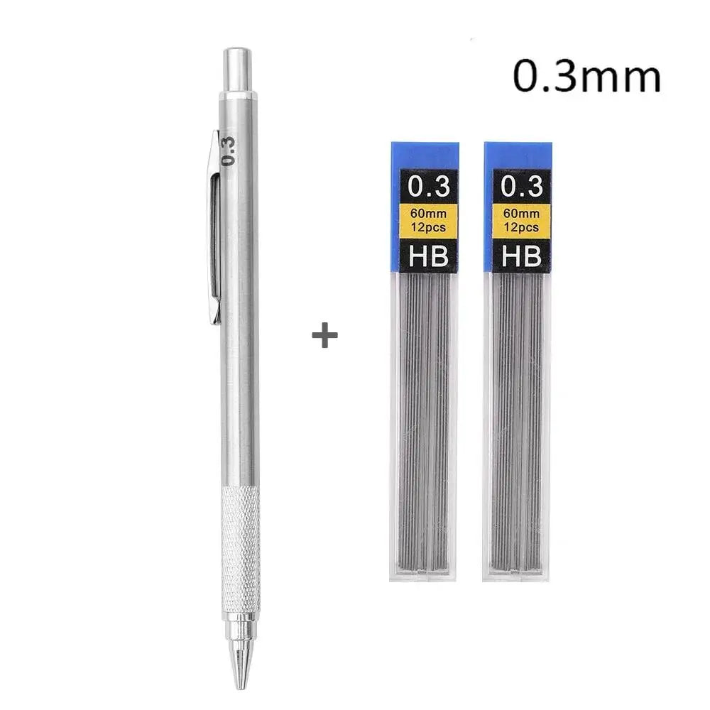 Ensemble de porte-mines métalliques (0,3 mm, 0,5 mm, 0,7 mm, 0,9 mm, 1,3 mm, 2,0 mm) – Mine HB