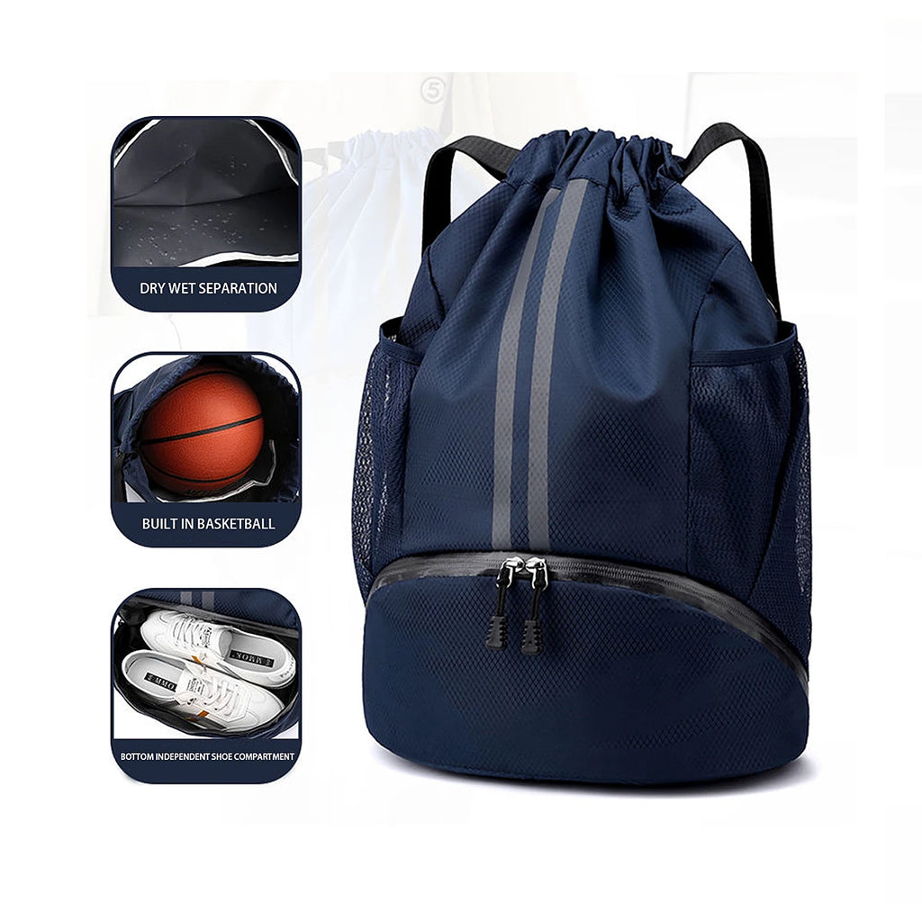 Sac de basketball, sac de natation, sac de rangement femme à séparation sec/humide, sac à dos à cordon pour entraînement