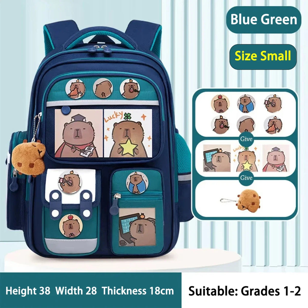 Sac à dos scolaire Capybara imperméable et grande capacité