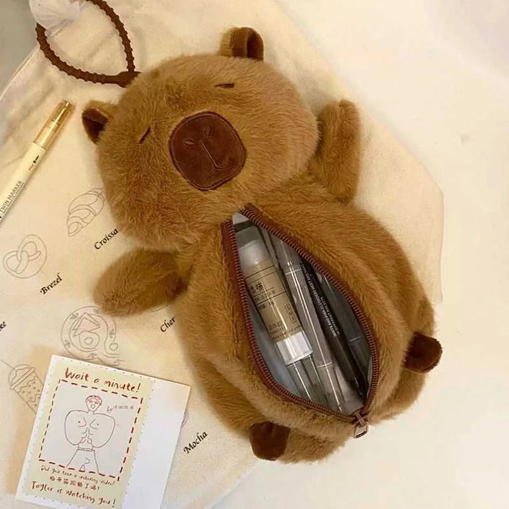 Trousse à crayons créative en peluche (capybara) – Grande capacité