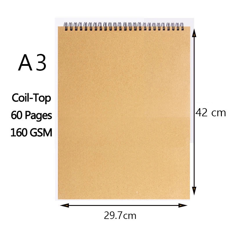 Carnet de croquis (formats A3/A4/A5/8k/16k) à papier épais 160 g/m²