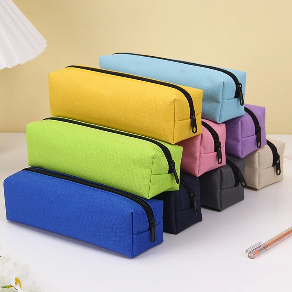 Trousse à crayons unie – Nouvelle fourniture scolaire – Grande trousse zippée