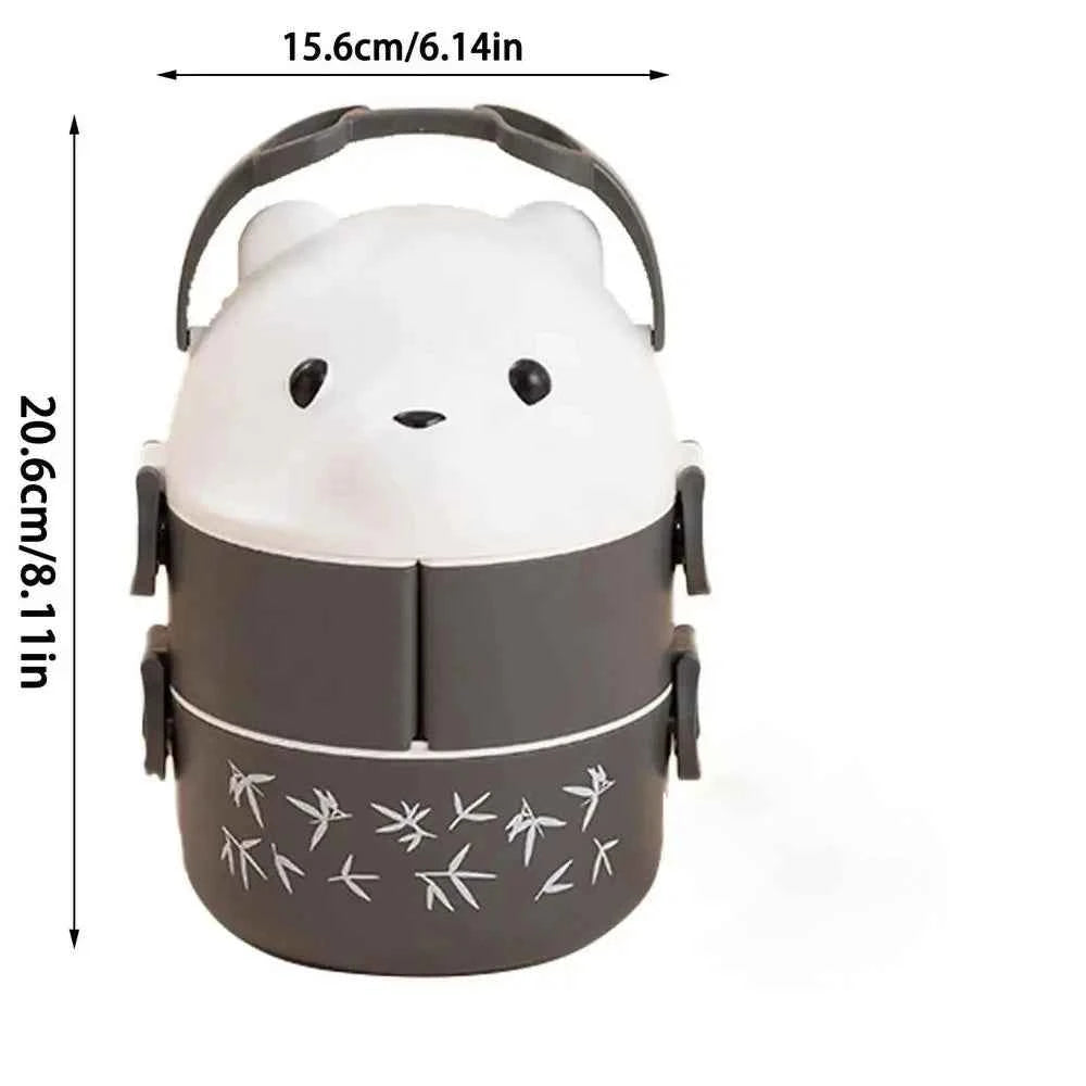 Boîte à bento thermique, empilable, portable, boîte à lunch mignonne pour enfants motif dessin animé, double compartiment