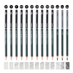 Ensemble de crayons de dessin (10, 12 ou 19 pièces) – Crayons à esquisse, graphite et fusain
