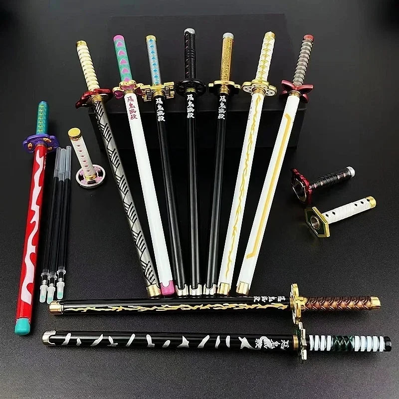 Nouveau stylo gel Demon Slayer (17 modèles) – Pointe 0,5 mm, encre noire - Motif Katana