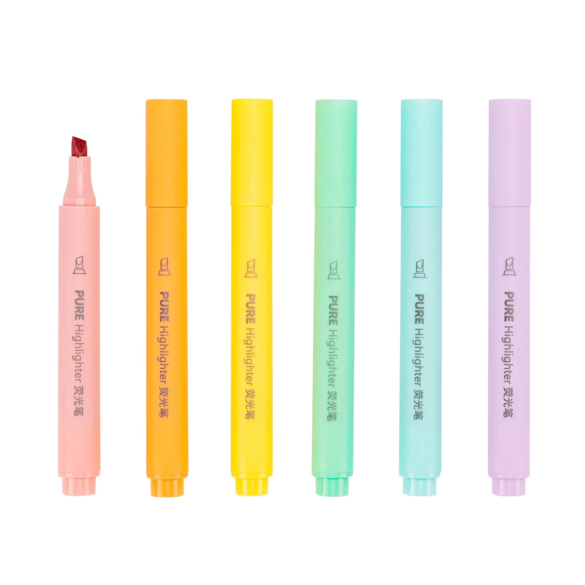 Lot de 6 surligneurs aux couleurs pastel (style macaron)