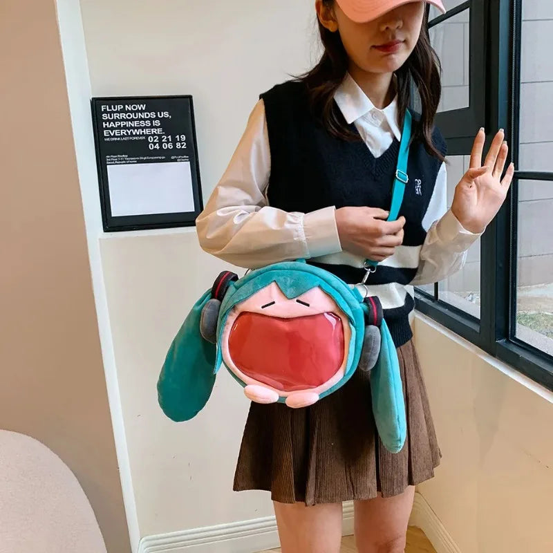 Sac Hatsune Miku – Modèle figurine en peluche « Q » (chibi) kawaii – Sac à bandoulière